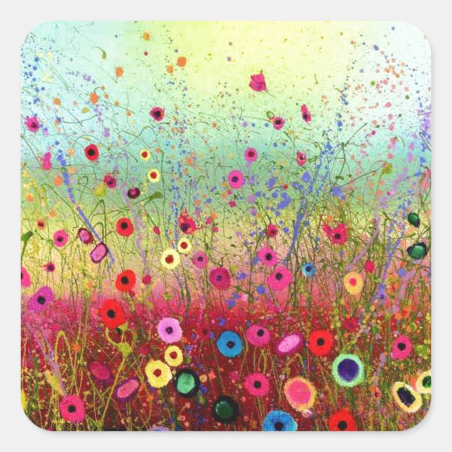 Field flowers square sticker (Front)