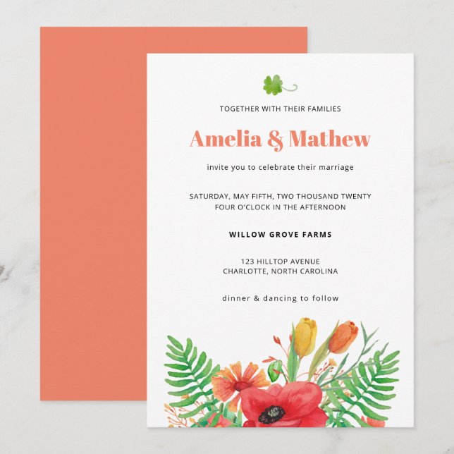Field Flowers Wedding Invitation (Front/Back)