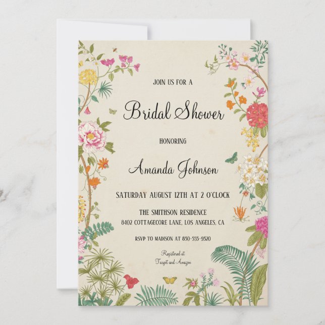 Field Flowers Wild Flowers Floral Bridal Shower Invitation (Front)
