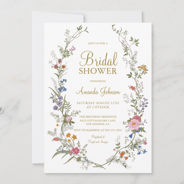 Field Flowers Wild Flowers Floral Bridal Shower Invitation (Front)