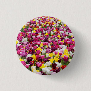 field full of tulips 3 cm round badge