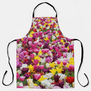 field full of tulips apron