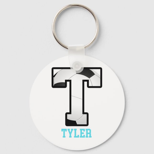 Field Goal Letter Tyler Alphabet Soccer  Key Ring (Front)
