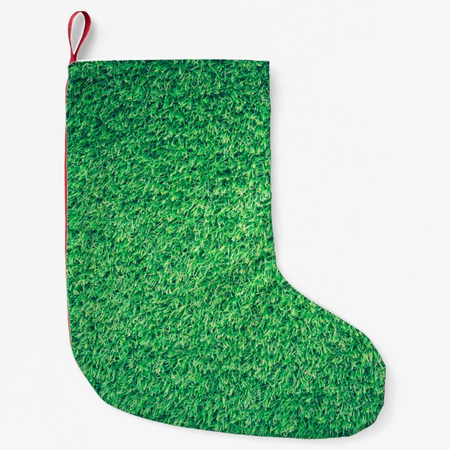 Field grass green lawn texture small christmas stocking (Front)
