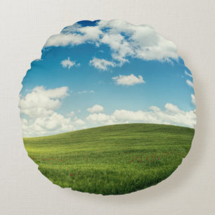 Field Grass Nature Round Cushion
