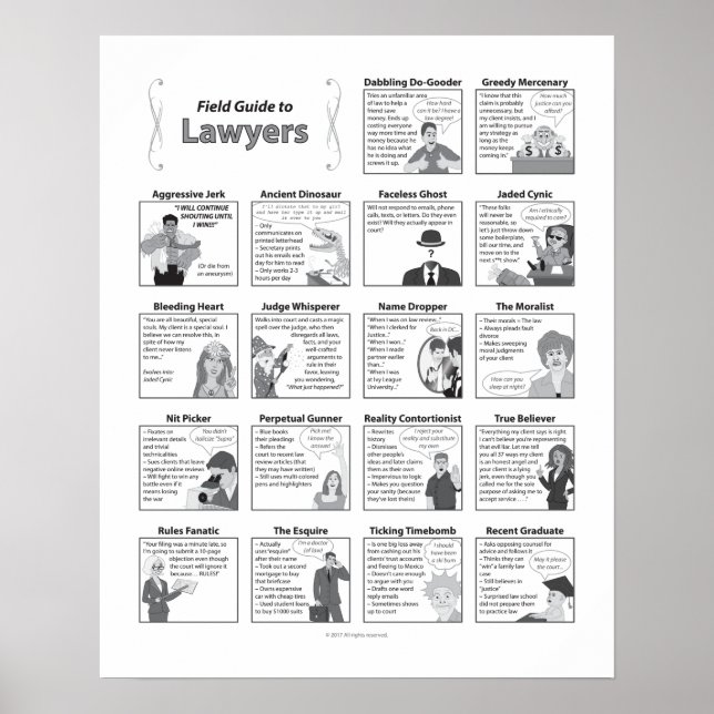 Field Guide to Lawyers 16x20 Poster (Front)