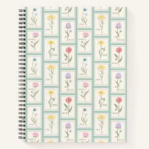 Field Guide Wildflower Stamp Collage Mist Notebook