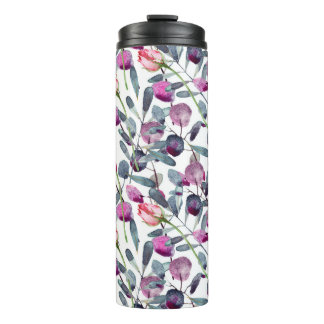 Field Herbs Rosebuds Watercolor Pattern Thermal Tumbler