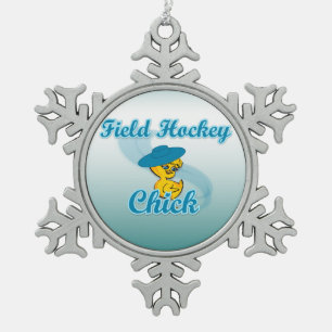 Field Hockey #3 Snowflake Pewter Christmas Ornament
