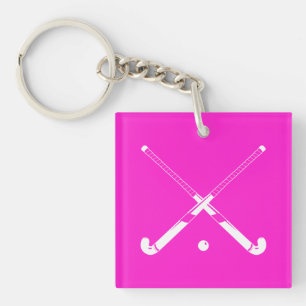 Field Hockey Acrylic Keychain Pink