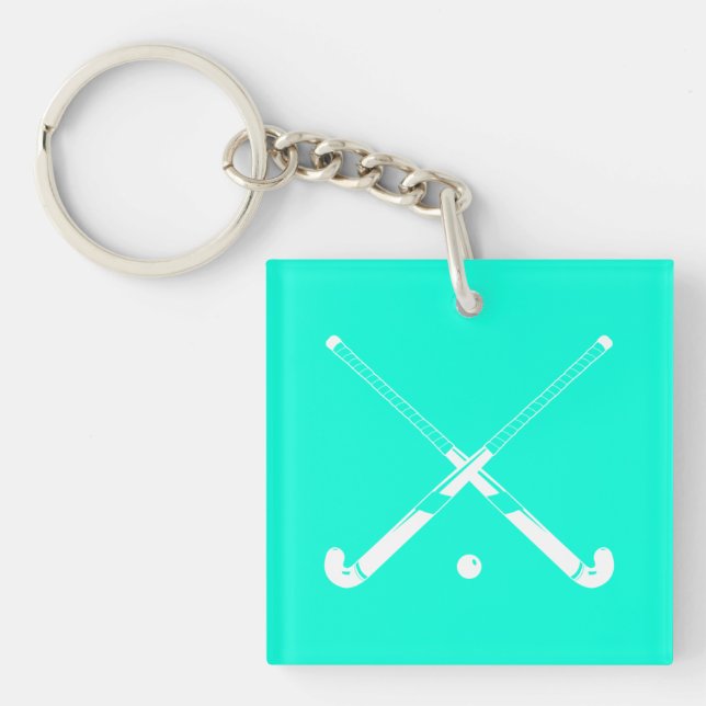 Field Hockey Acrylic Keychain Turquoise (Front)