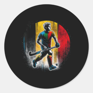 Field Hockey Belgium Men Belgian Flag Fieldhockey Classic Round Sticker
