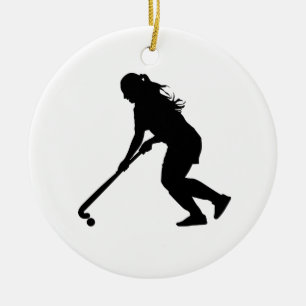 Field Hockey Ceramic Tree Decoration