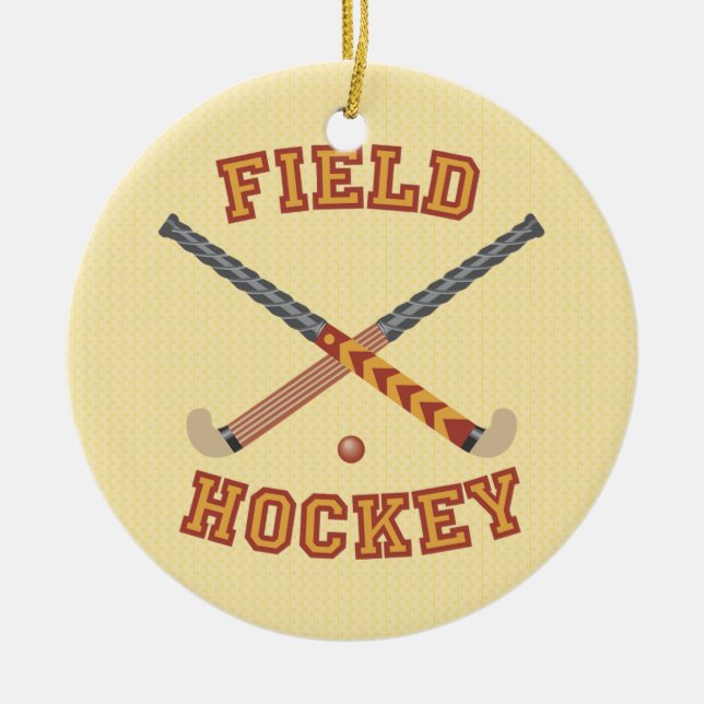 Field Hockey Ceramic Tree Decoration (Front)