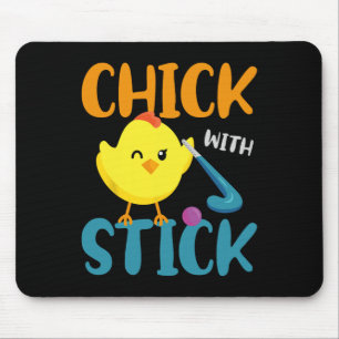 Field Hockey Chicken Chick With Stick Mouse Mat