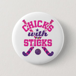 Field Hockey Chicks with Sticks 6 Cm Round Badge