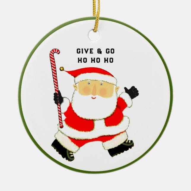 Field Hockey Christmas Collectable Ceramic Tree Decoration (Front)