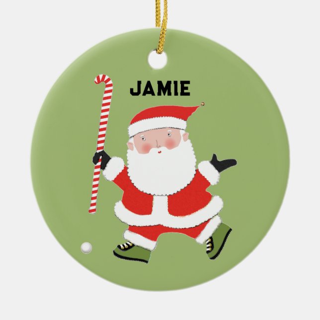 Field Hockey Christmas Collectible Ceramic Tree Decoration (Front)