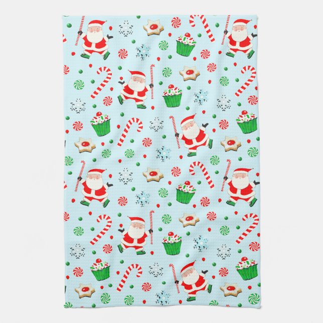 Field Hockey Christmas Holiday Tea Towel (Vertical)