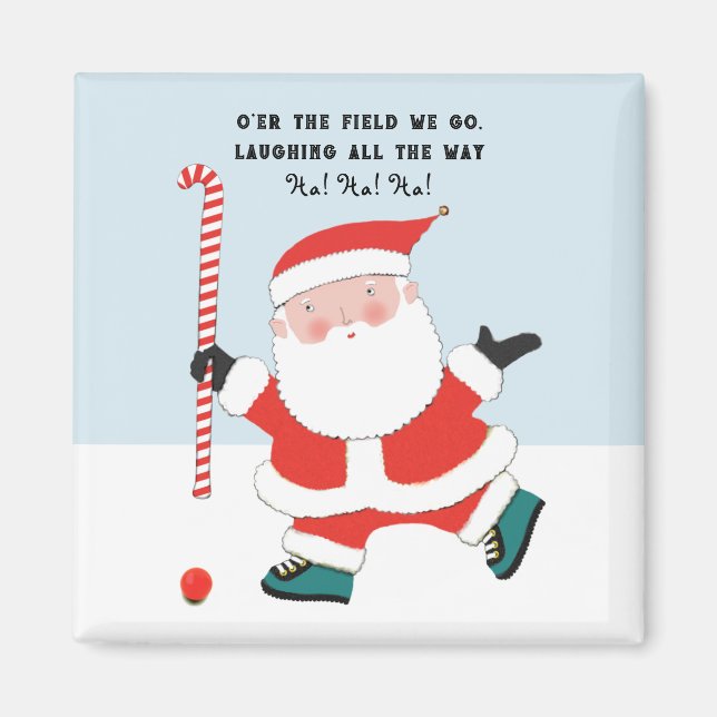 Field Hockey Christmas Stocking Stuffer Magnet (Front)