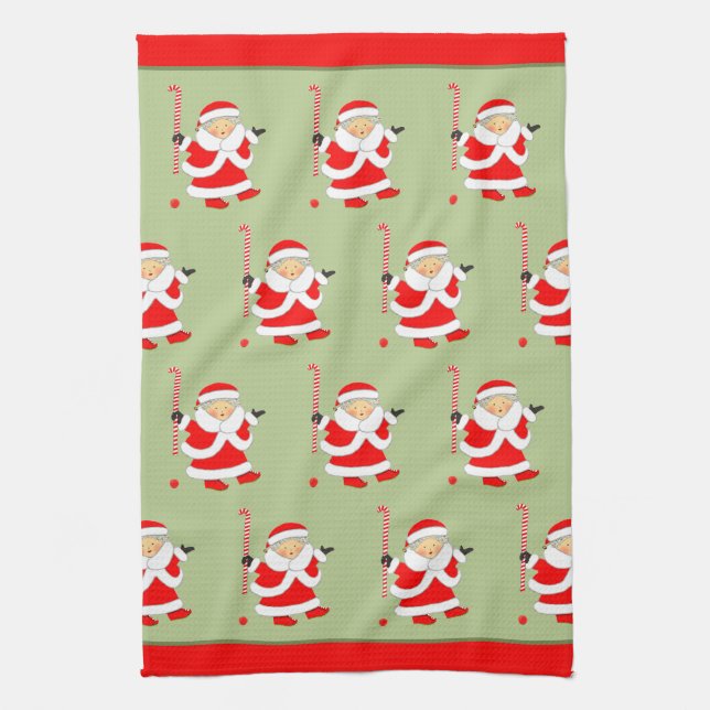 Field Hockey Christmas Tea Towel (Vertical)