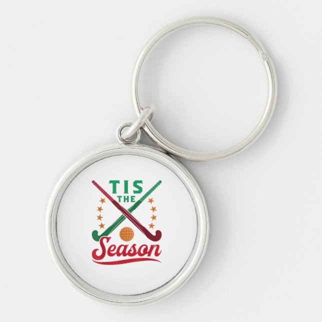 Field Hockey Christmas Tis The Season Player Holid Key Ring (Front)