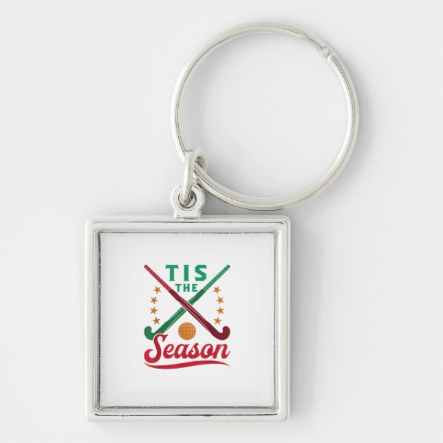 Field Hockey Christmas Tis The Season Player Holid Key Ring (Front)