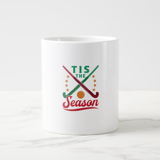 Field Hockey Christmas Tis The Season Player Holid Large Coffee Mug (Front)