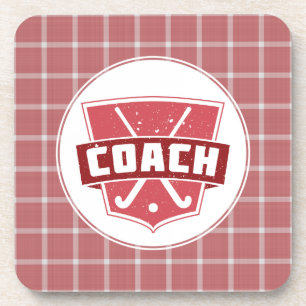 Field Hockey Coach Shield Drinks Coaster