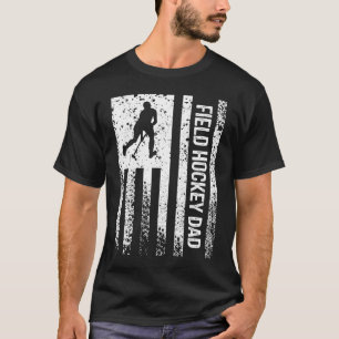 Field Hockey Dad Distressed Vintage American Flag T-Shirt