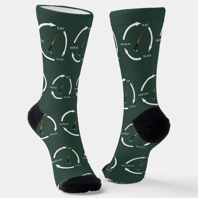 Field Hockey Eat Sleep Repeat Sports Fan Saying Socks (Angled)