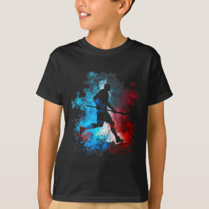 Field Hockey Field Hockey Player Flames Retro Fiel T-Shirt