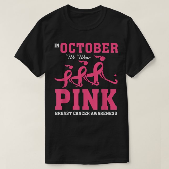 Field Hockey for Girls Breast Cancer Awareness Pin T-Shirt (Design Front)