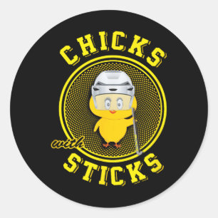 Field Hockey For Girls Chicks With Sticks Practice Classic Round Sticker