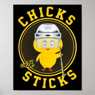 Field Hockey For Teen Girls Chicks With Sticks Poster