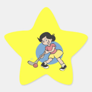 Field Hockey Girl Player Star Sticker