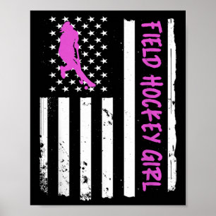 Field Hockey Girl Usa Flag _1 Poster