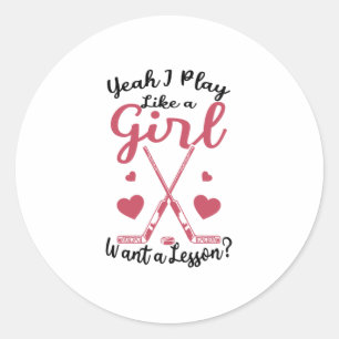 field hockey girls classic round sticker