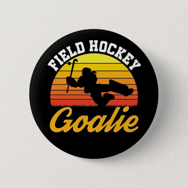 Field Hockey Goalie Goalkeeper Retro 6 Cm Round Badge (Front)