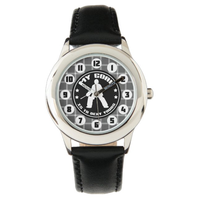 Field Hockey Goalie Quote Kids' Watch (Front)
