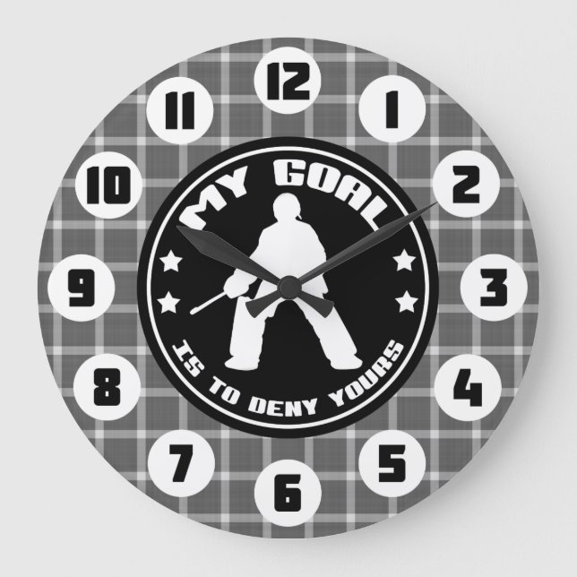 Field Hockey Goalie Quote Large Clock (Front)