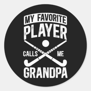 Field Hockey Grandpa Proud Field Hockey Player Gra Classic Round Sticker