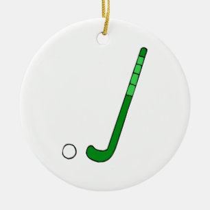 Field Hockey green stick Ceramic Tree Decoration