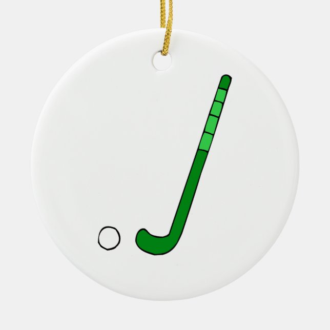 Field Hockey green stick Ceramic Tree Decoration (Front)