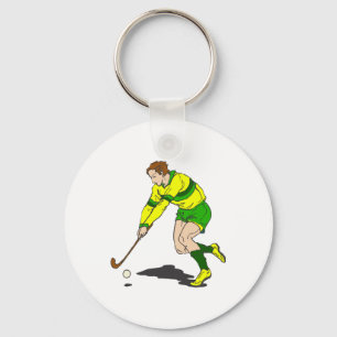 Field Hockey Guy Key Ring