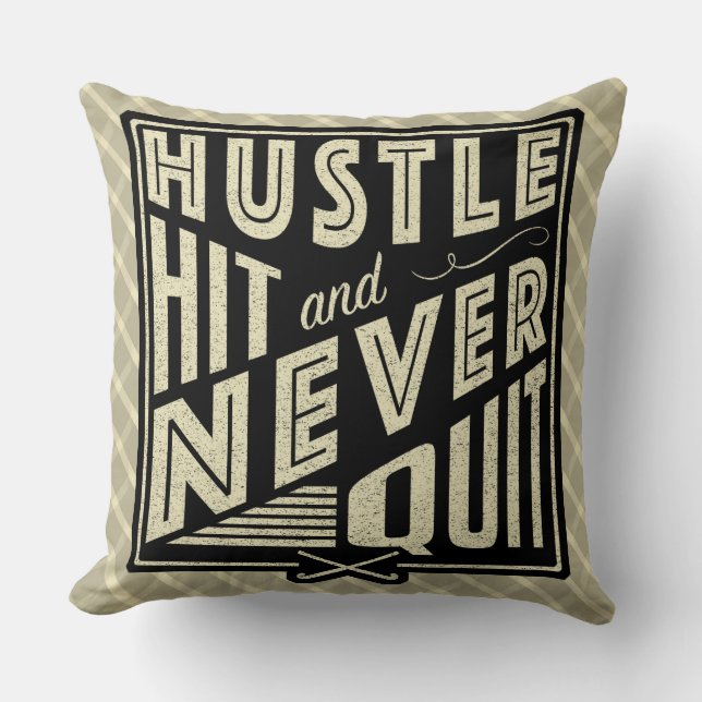 Field Hockey Hustle, Hit & Never Quit Cushion (Front)
