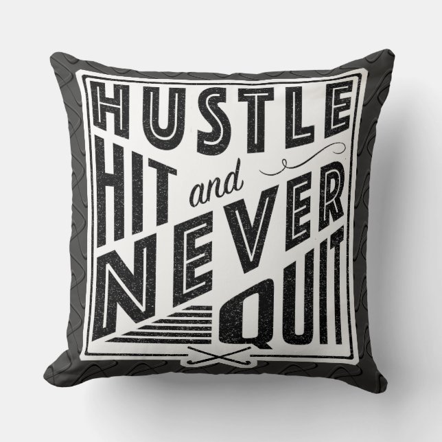Field Hockey Hustle, Hit & Never Quit Pillow (Front)