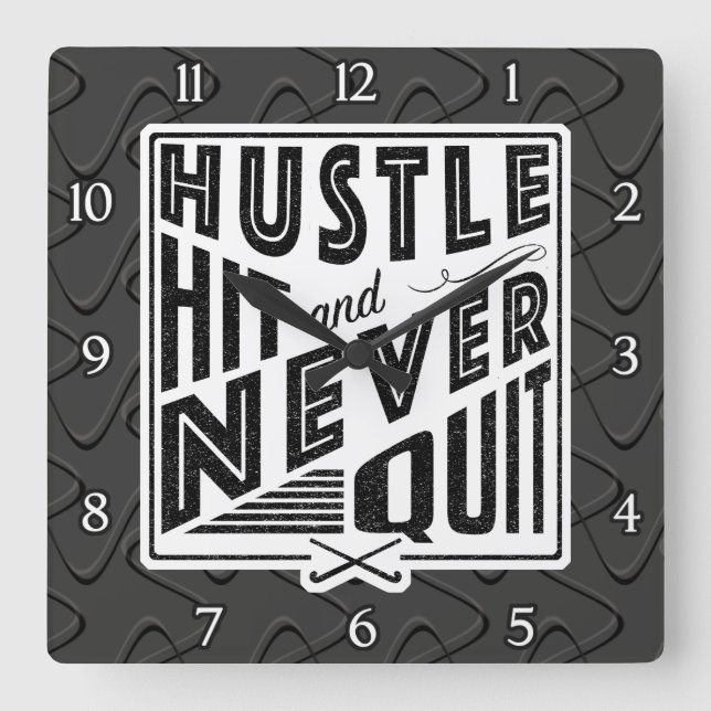 Field Hockey Hustle, Hit & Never Quit Wall Clock (Front)