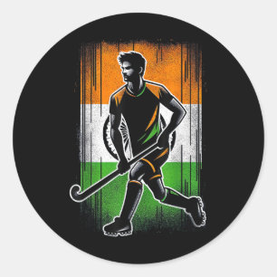 Field Hockey India Men Indian Flag Fieldhockey Tea Classic Round Sticker