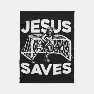 Field Hockey Jesus Faith Christian Jesus Saves Fleece Blanket